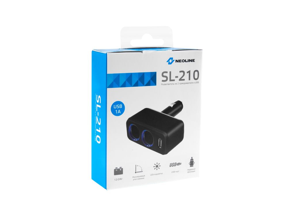 Neoline | SL-210| Разветвитель прикуривателя для 2-х устр+1USB, 12В/24В| превью 3
