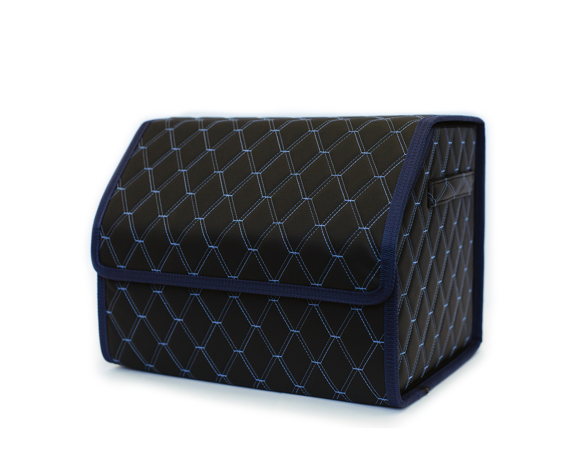 FOR CARS | 3D органайзер | черный/синяя нить/синий кант,экокожа, размер S (40*31*31 см.)  | 1