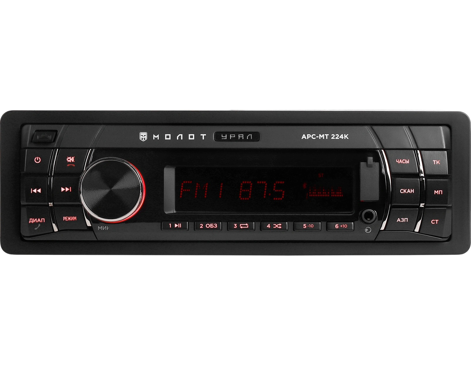 Ural | Урал МОЛОТ АРС-МТ 224К | BT, USB, RCA, AUX, красные кнопки, приложение | 1