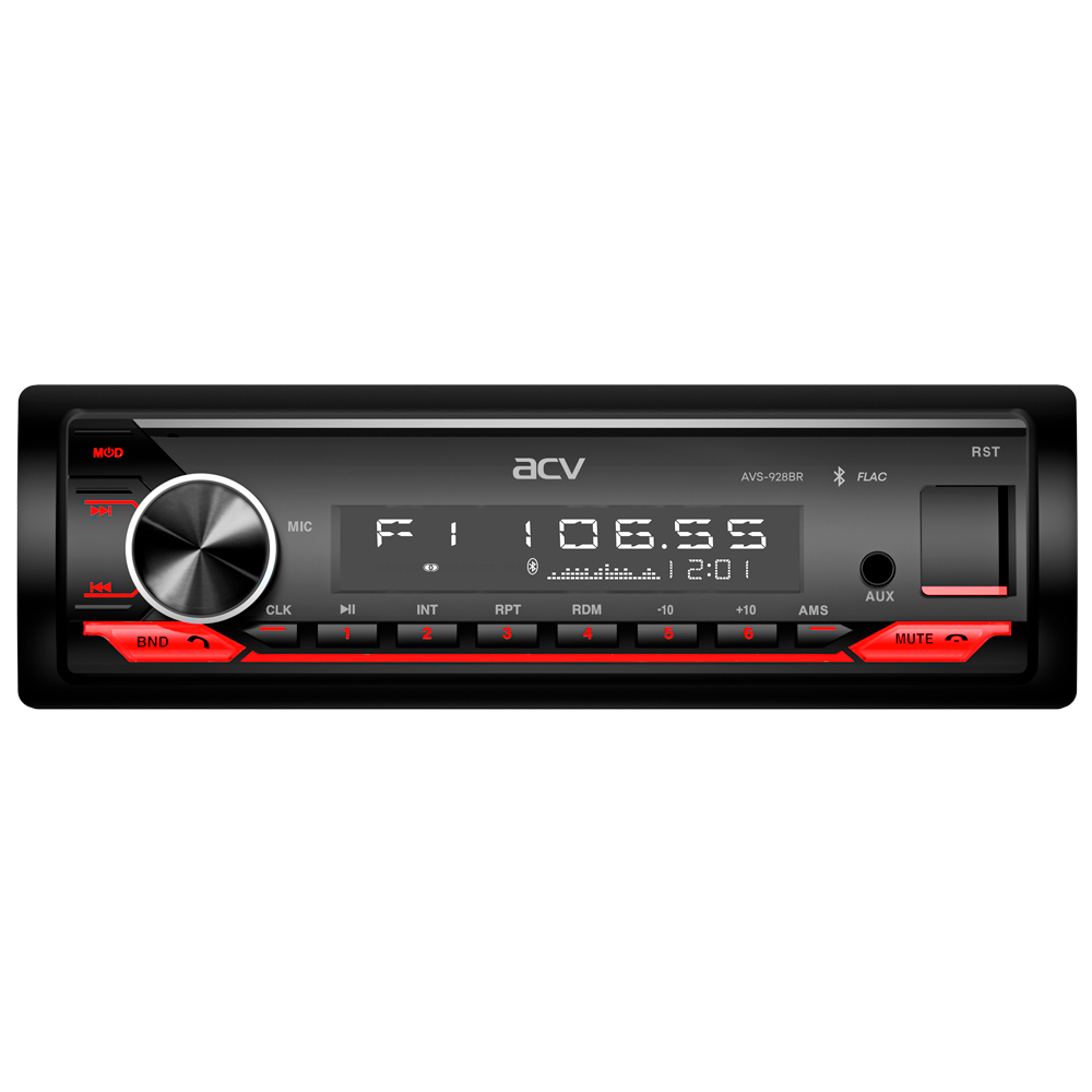 ACV | AVS-928BR | 1din/красная/FM/MP3/USB/BT/SD/FM/4*50/Bluetooth/съемн.панель | 1