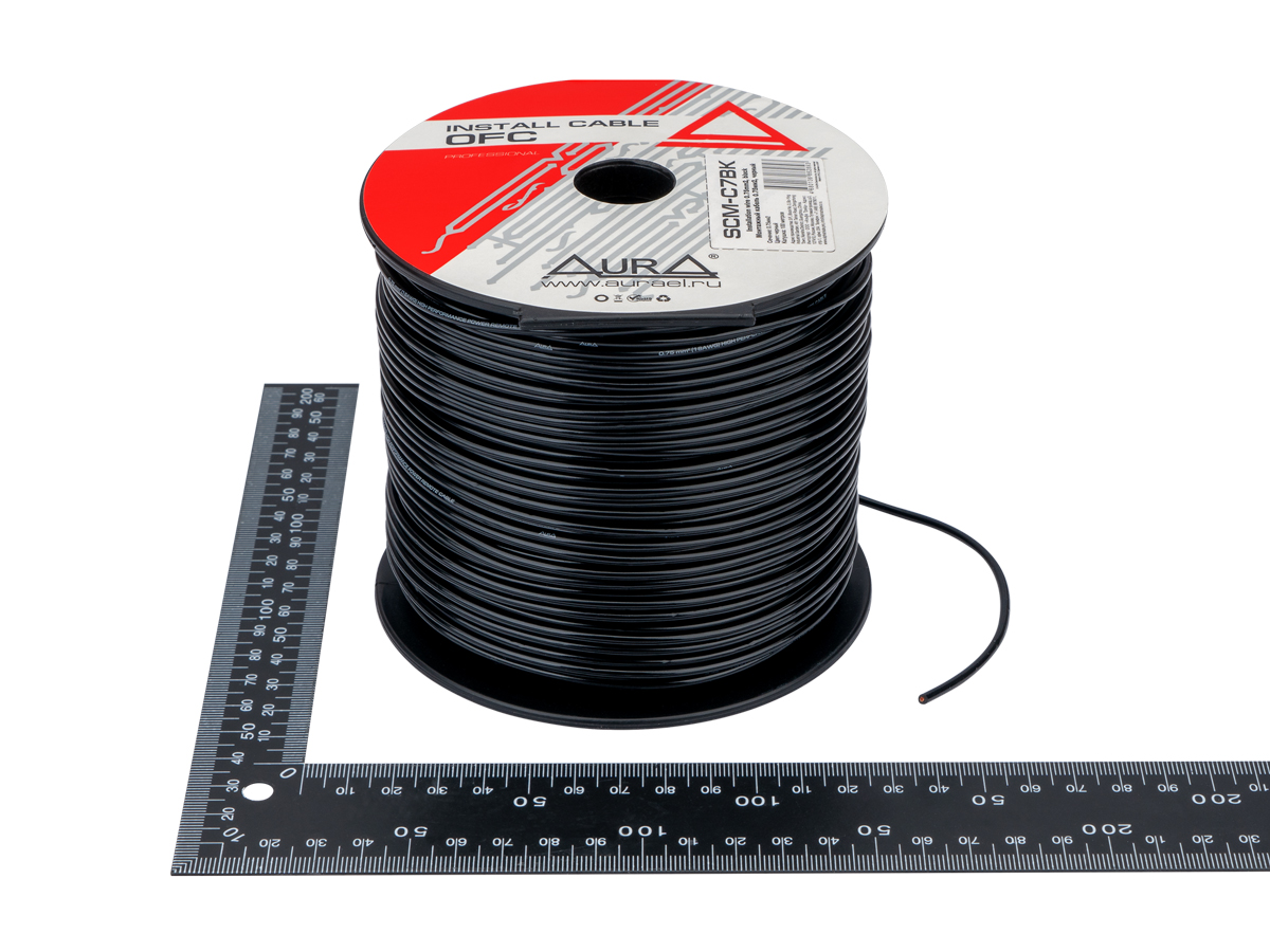 AurA | SCM-C7BK | Кабель монтажный, МЕДЬ, черный, 1x0.75мм, катушка 100м. | превью 2