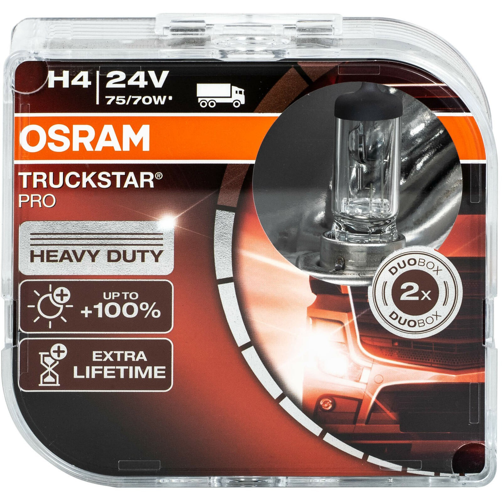 OSRAM | H4 64196 TSP |  Halogen  | Лампа H4 TRUCKSTAR 24V 75/70W +100% комплект 2шт. | превью 1