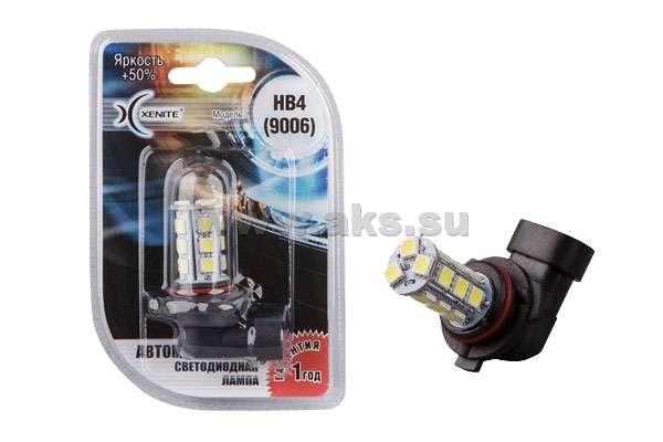 XENITE | 9006 HB4 - 18SMD 5000K +50% | Светодиодная лампа 360 градусов, 300 Lm, 1шт. | 1