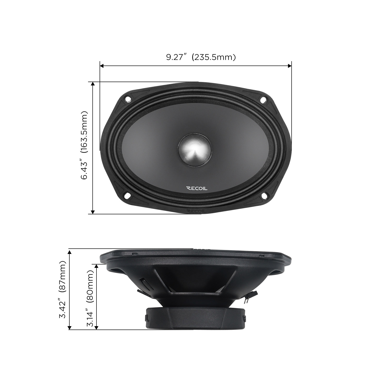 Recoil | MS69-4P | эстрад.акустика, 6x9"(163.5x235.5мм), 4Ом, 95-15000Hz, RMS/Peak - 175W/350W   | 4