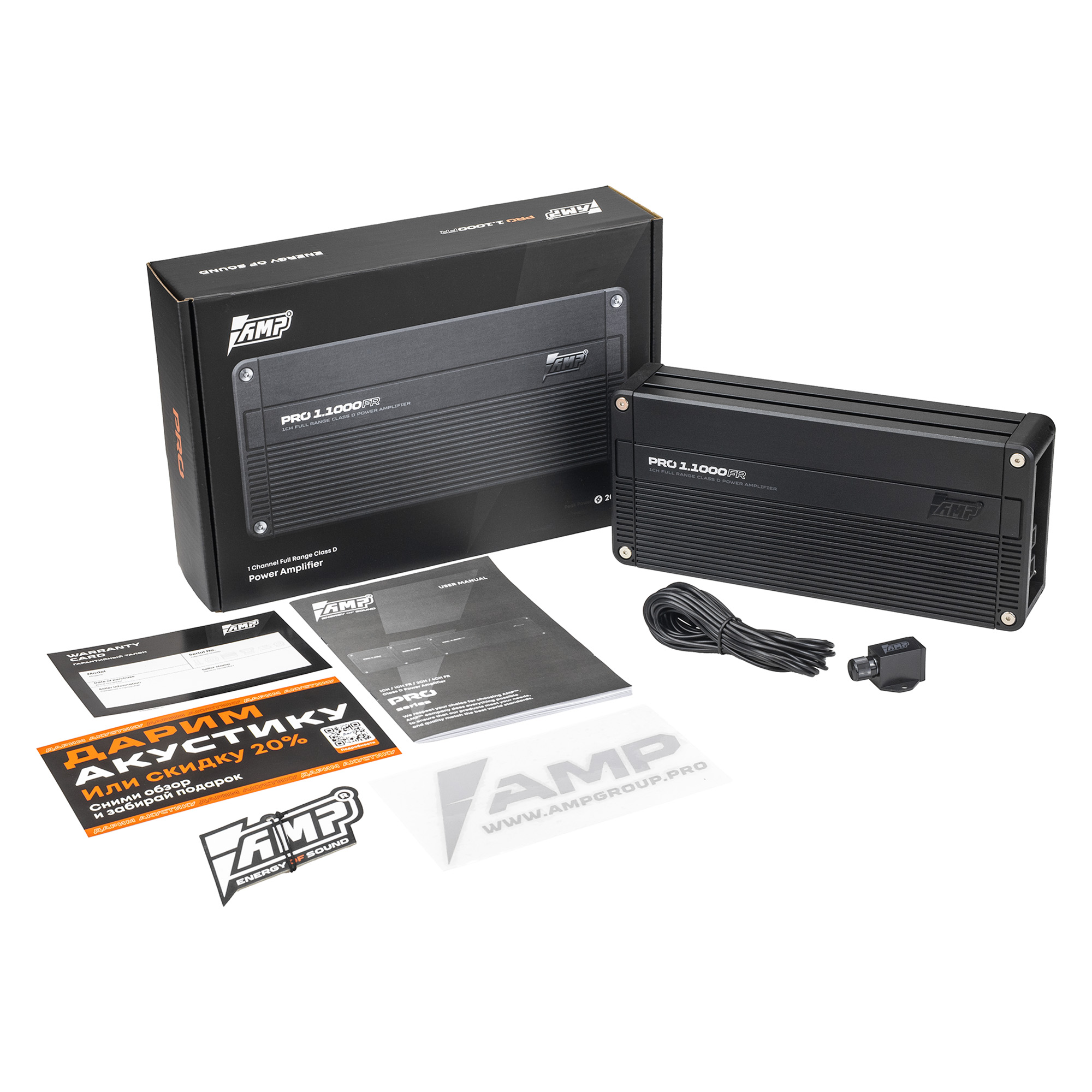 AMP | PRO 1.1000FR | 1-кан, класс D, мощность RMS 1000 Вт х1 ( 1 Ом ), 680Втх1 ( 2 Ом ) | 8