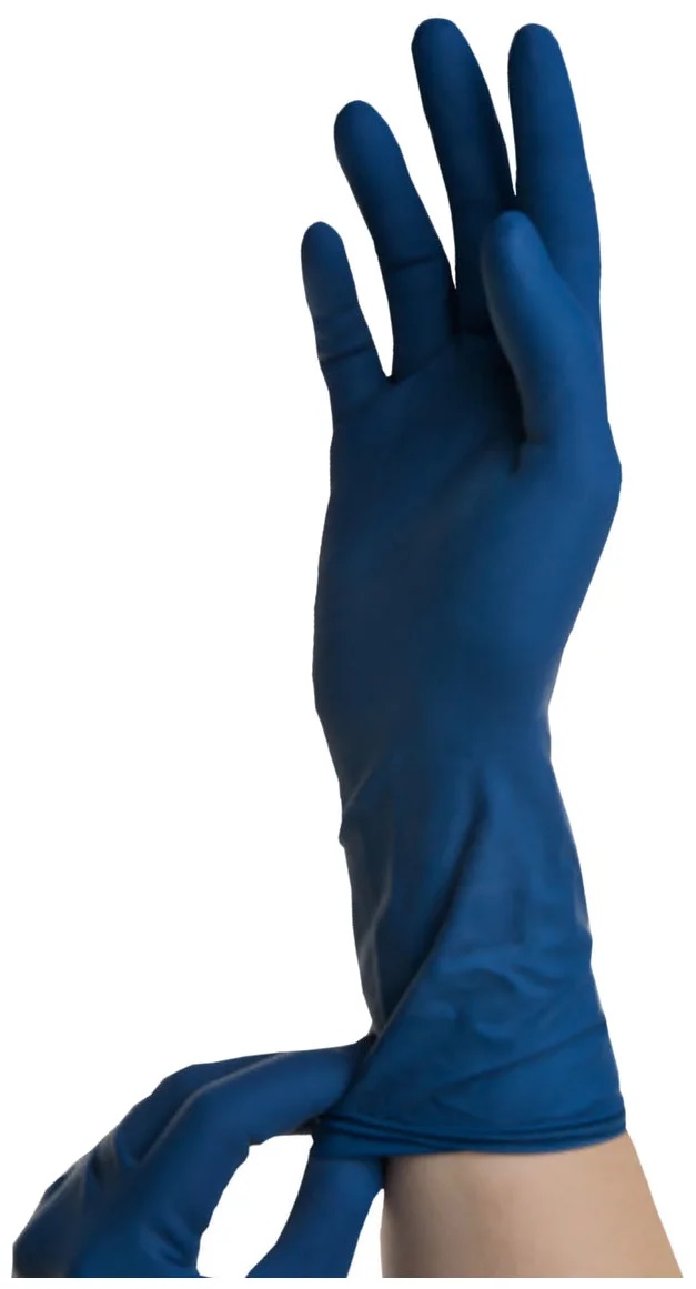 SFM | Перчатки хоз. латексные | HIGH RISK, Латекс, синий, Размер L, 50шт/уп 1