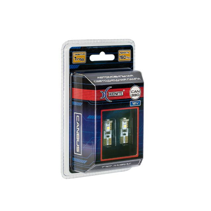 XENITE| T10 W5W  CAN330 (5000K) | Диодная лампа БЦ с ОБМАНКОЙ , 150Lm , белая уп.2шт | превью 1