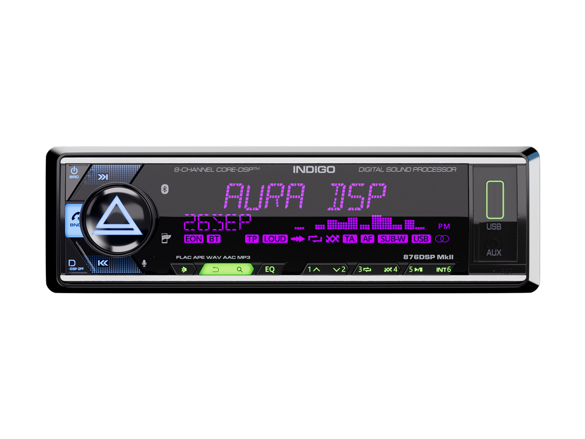 AurA | INDIGO-876DSP MkII | CORE-DSP (8 RCA, 6V), FLAC, BT 5.3, APP, 3-ZONE RGB, D-SWC, ДУ | 2