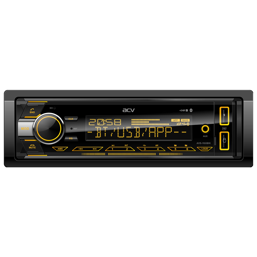 ACV | AVS-950BM |  24V!/мультицвет/BT/2USB/Charge/SD/FM/AUX/MP3/4*45/фикс.панель | превью 1