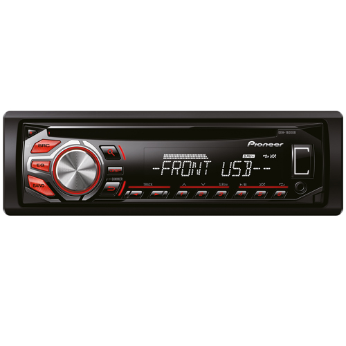 Pioneer | DEH-1600UB | 2014г.50x4,  AUX Front, USB ,RDS, энкод, черный, красн кн.белый экран 1RCA | 1