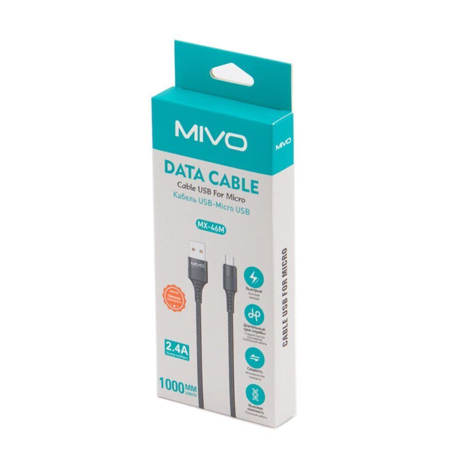 Mivo | MX-46M | Кабель Micro USB - USB 2.4 А 1 м | 3