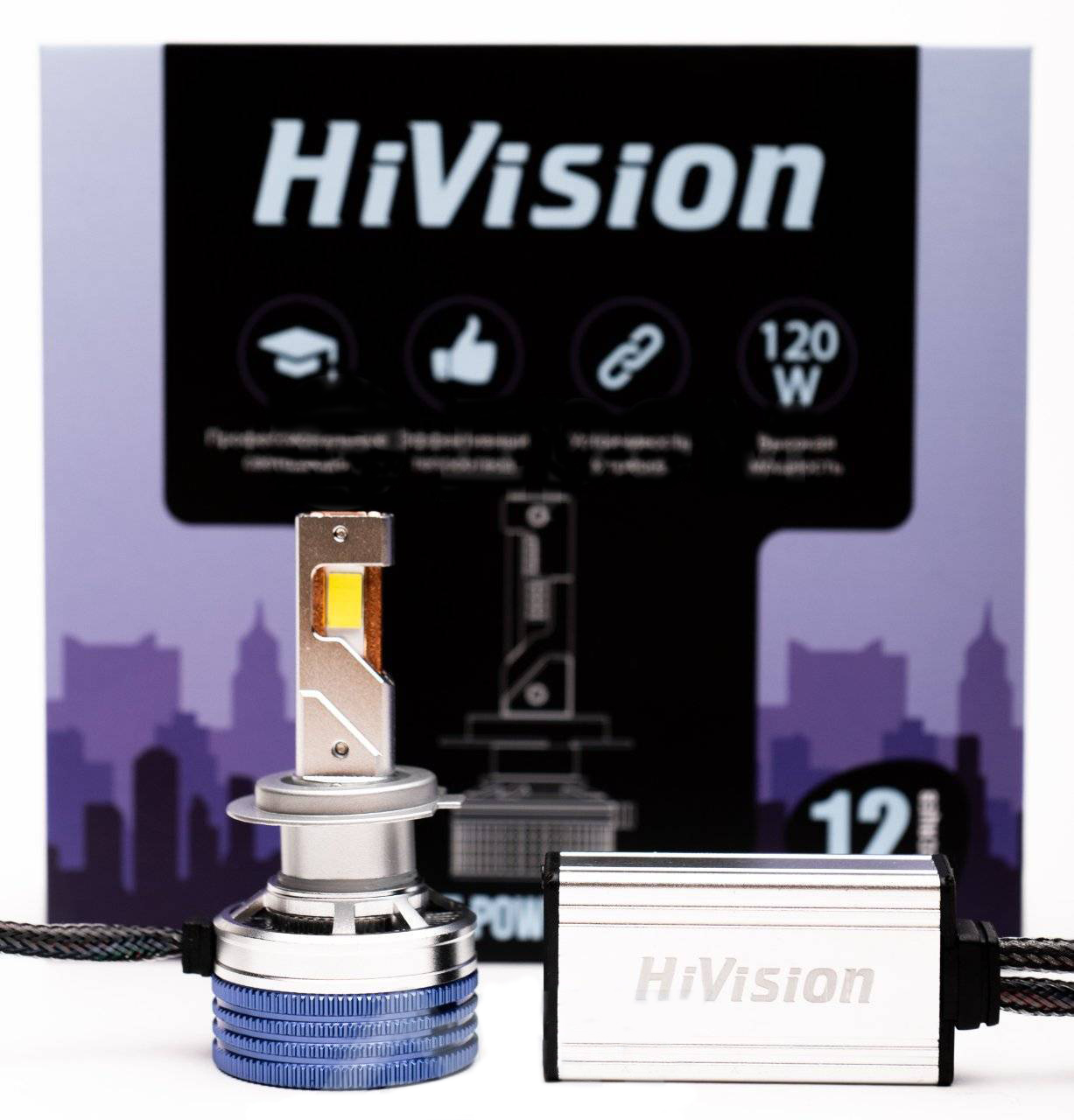 HiVision | Z7 Power Bright | H7 Для линз. оптики 6000K, 8000Lm ком. 2 шт. | 1