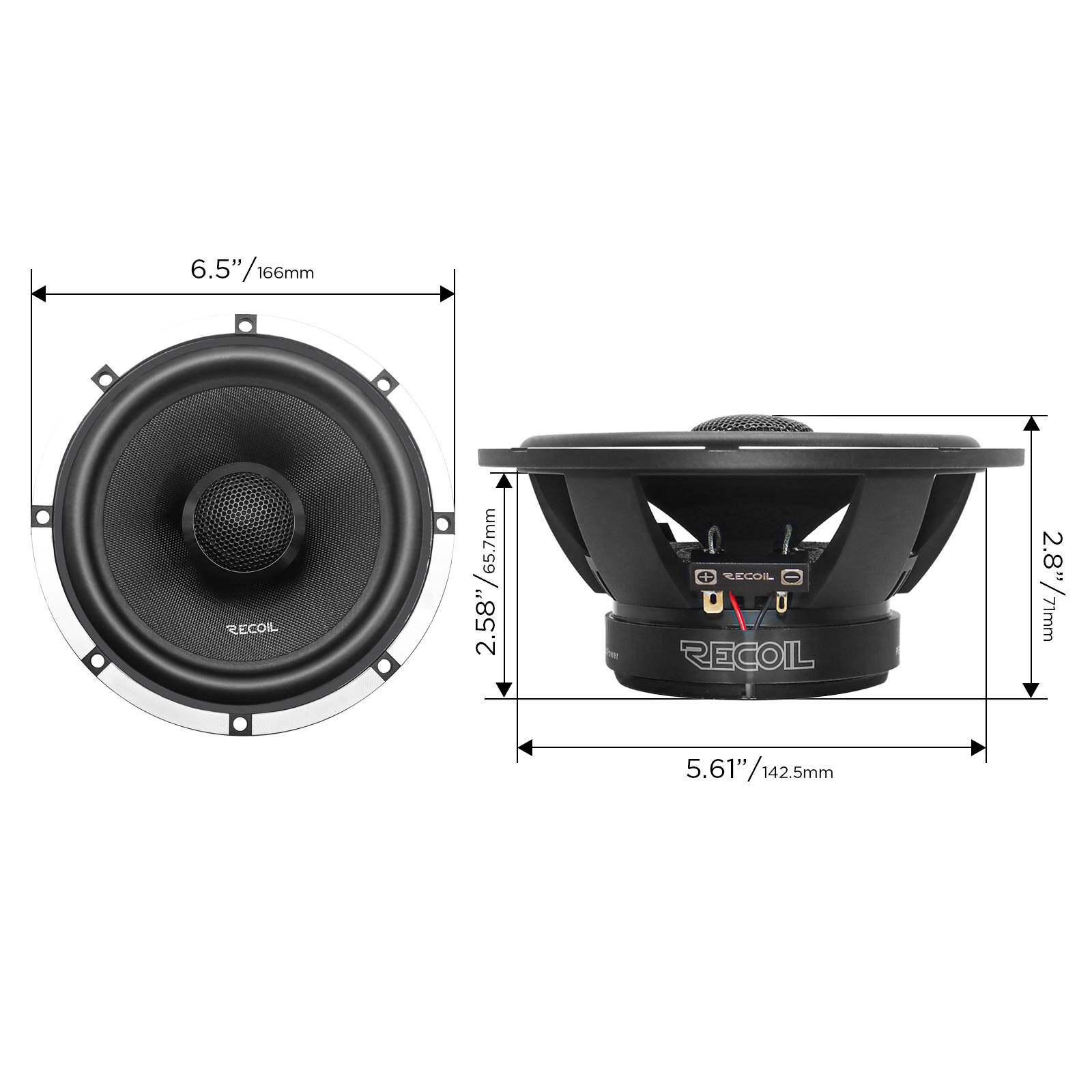 Recoil | RX65 | 2-х пол. коакс., 6.5”(165 mm), 4Ом, 60-20000Гц, RMS/Peak - 70W/140W | 4