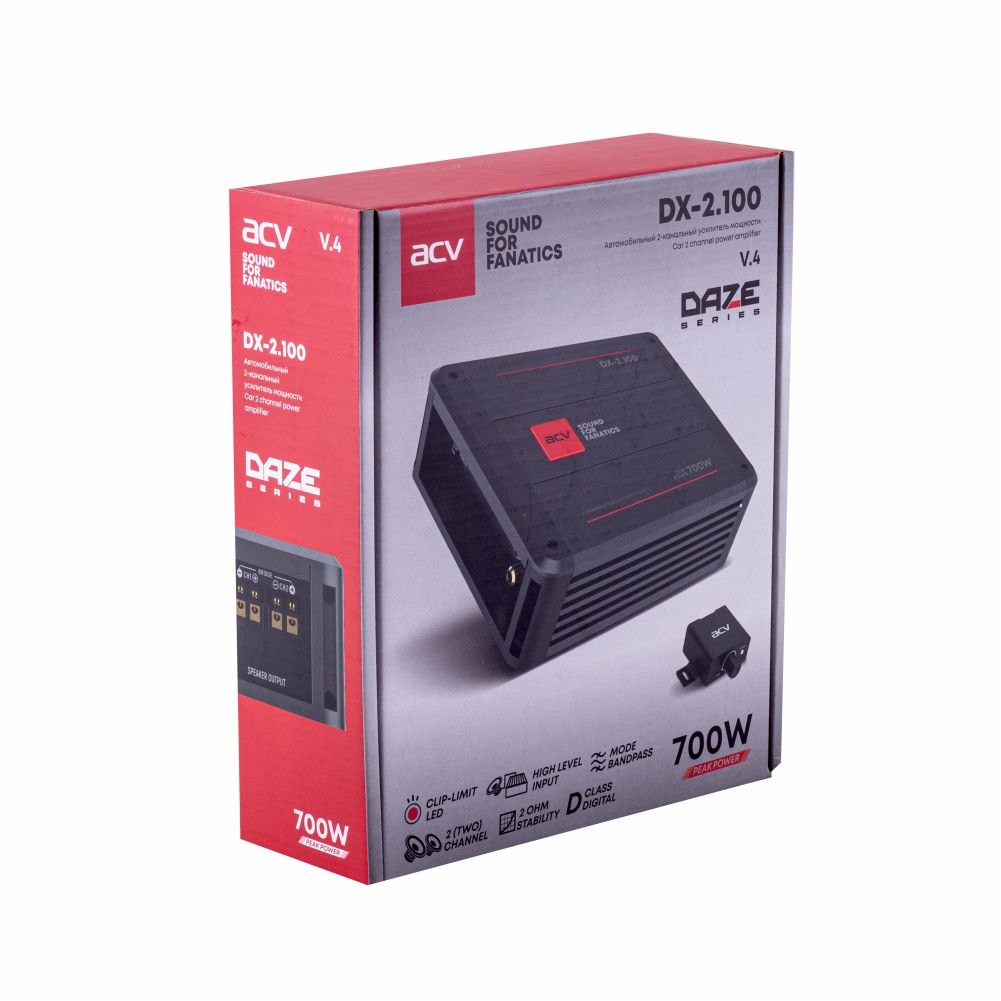 ACV | DX-2.100 | 2x100вт /2-1 канал/4-2 Ом/High-pass/ Low-pass | 8