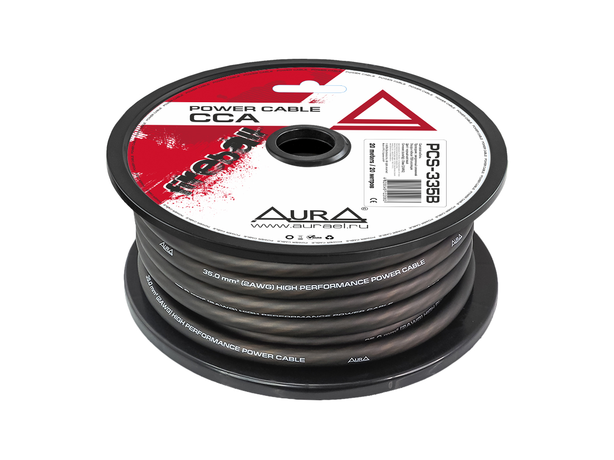 AurA | PCS-335B | 2GA (35мм²), ОПТ КРАТНО БУХТАМ !!! (20м.), цена за 1 метр, черный, бухта 20м. | 1