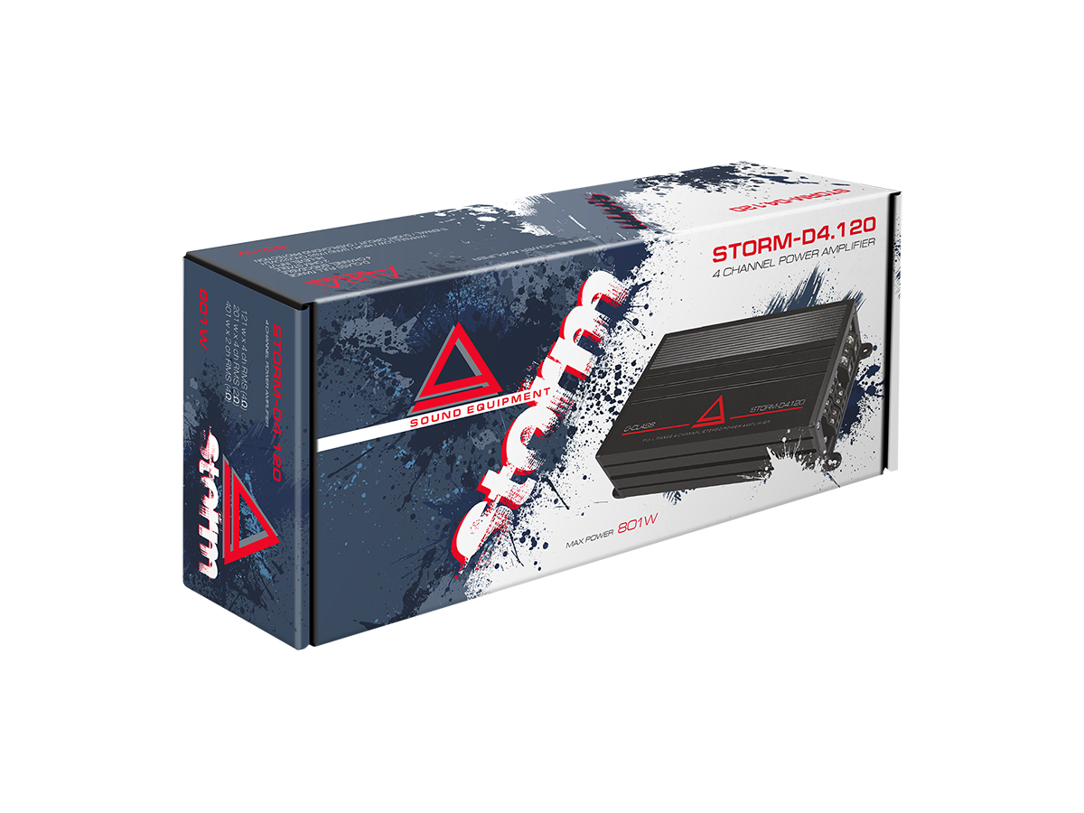 AurA | STORM-D4.120 | 4x120w (4 OHM), 4x200w (2 OHM), 2x400w (4 OHM), LPF/HPF/BPF | 6