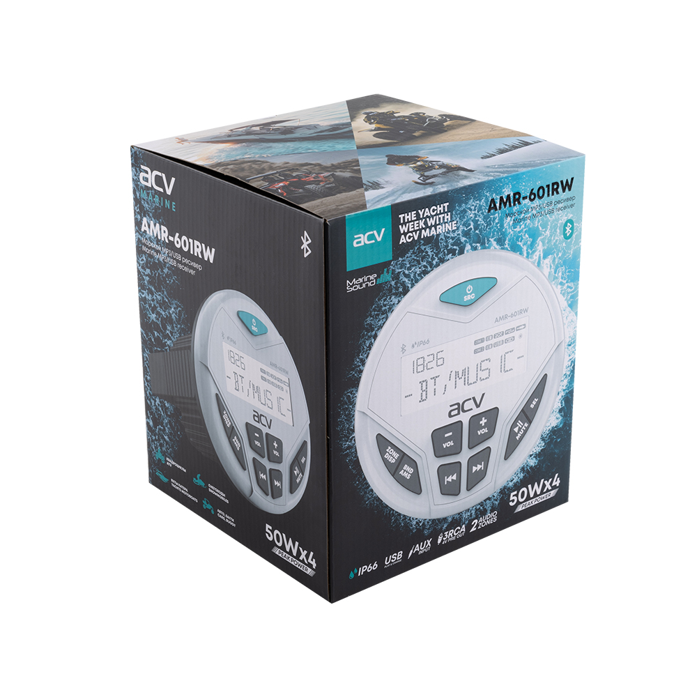 ACV | AMR-601RW | круглый/белый/4*50W/BT/USB/FM/AM | 5