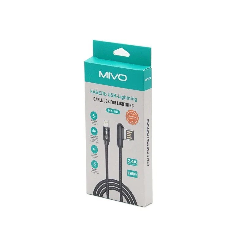 Mivo | MX-70L | Кабель Lighting Mivo - USB 2.4 А 1 м | 3