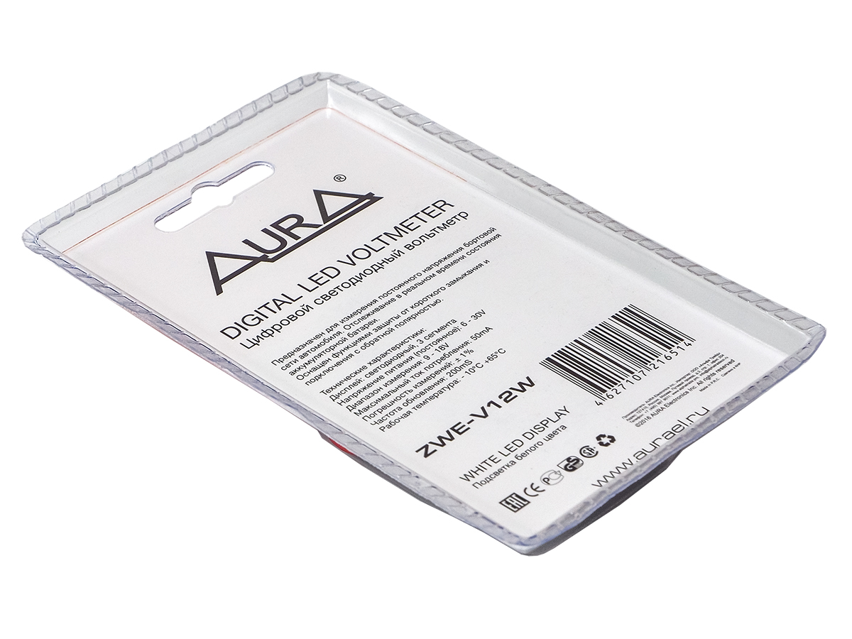AurA | ZWE-V12W | Вольтметр цифровой, 9-18V, 3 сегмента, белый | превью 3