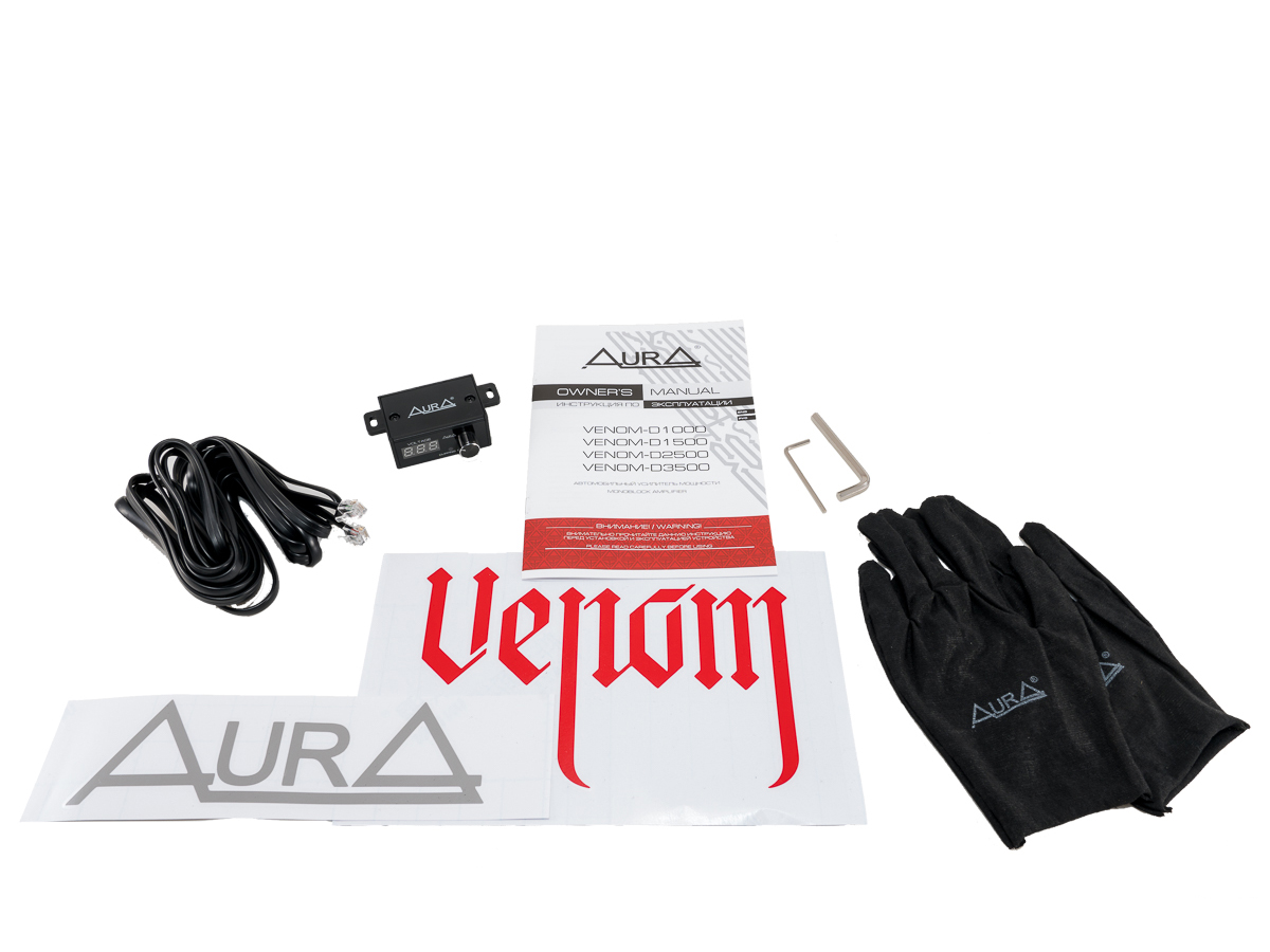 AurA | VENOM-D2500 AE | 850w (4 Ohm), 1x1500w (2 Ohm), 1x2500w (1 Ohm), 20Hz - 250Hz, ДУ | 8