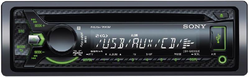 Sony | CDX-G1000 UE | USB, черный, зеленая подсветка, 2RCA (sub), RDS, EQ3, AUX | 1
