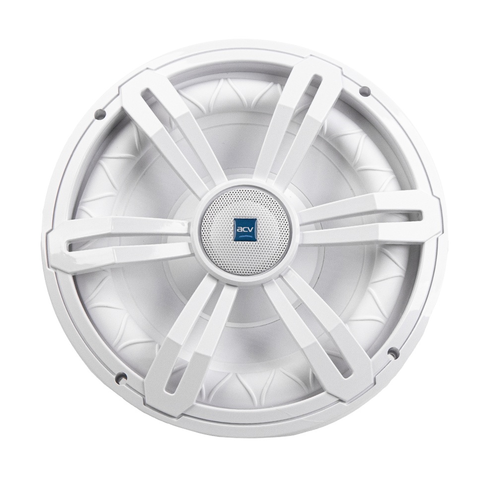 ACV | MRS102DLW | морской сабвуфер10" с RGB подсветкой/белый/2+2Ом/IPX4/RMS 300W | 2