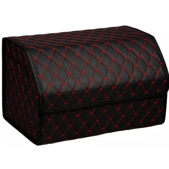 FOR CARS | 3D органайзер | черный/красная нить/черный кант,экокожа,размер XL (70*30*30 см.)  | 1