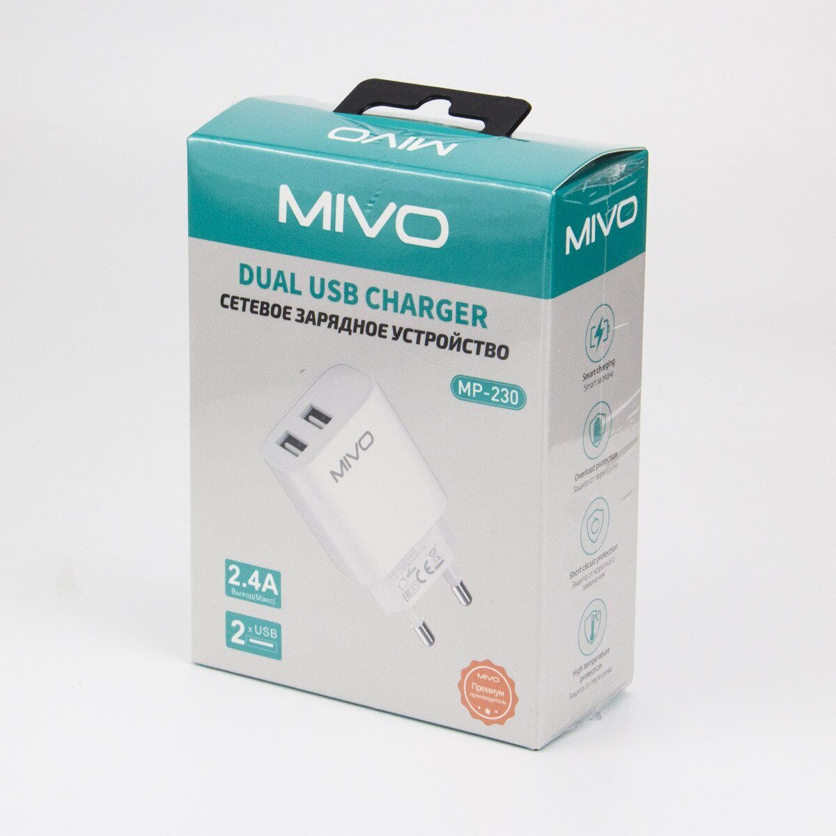 Mivo | MP-230 | Сетевое ЗУ 2x USB 220В 2.4А | превью 1