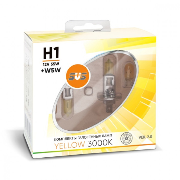 SVS    | H1 0200093000 YELLOW  3000K | Лампа H1 12V 55W + W5W  Комплект | превью 1