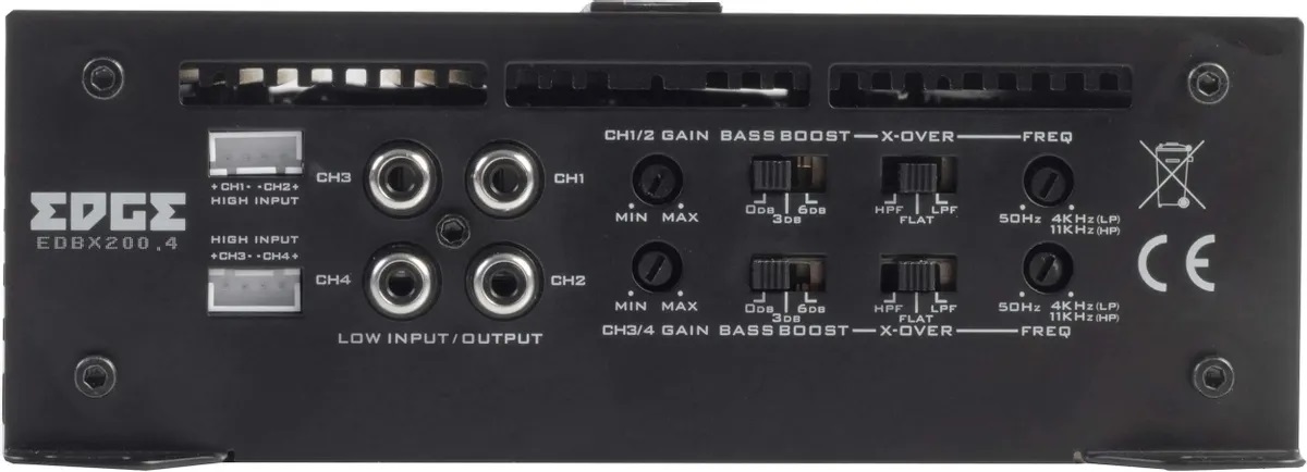 Edge | EDBX200.4-E1 | 4х150 Вт RMS (4 Ом), 4х200 Вт RMS(2 Ом), 2х400 Вт RMS(4 Ом) | 4