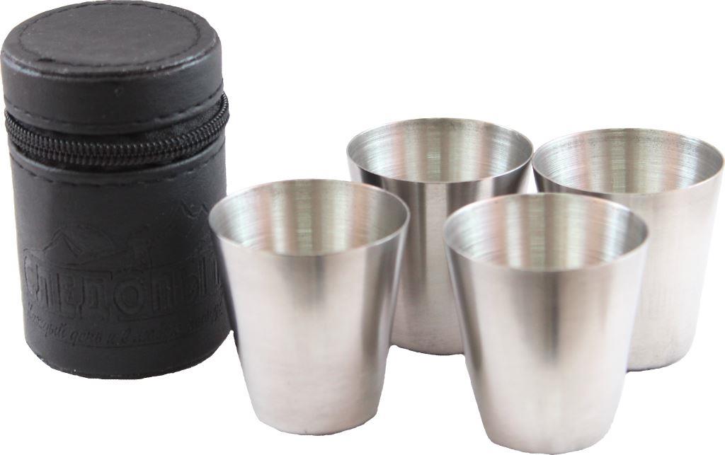 СЛЕДОПЫТ | P-29 |  Рюмка в кожаной тубе,4шт.| 1