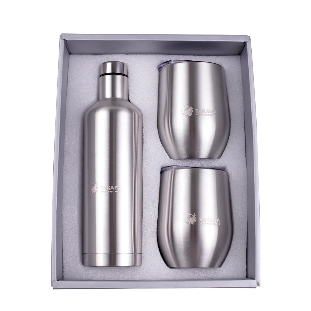 TAKARA | Термос+2 термокружки|  подарочный набор /серебро| превью 1