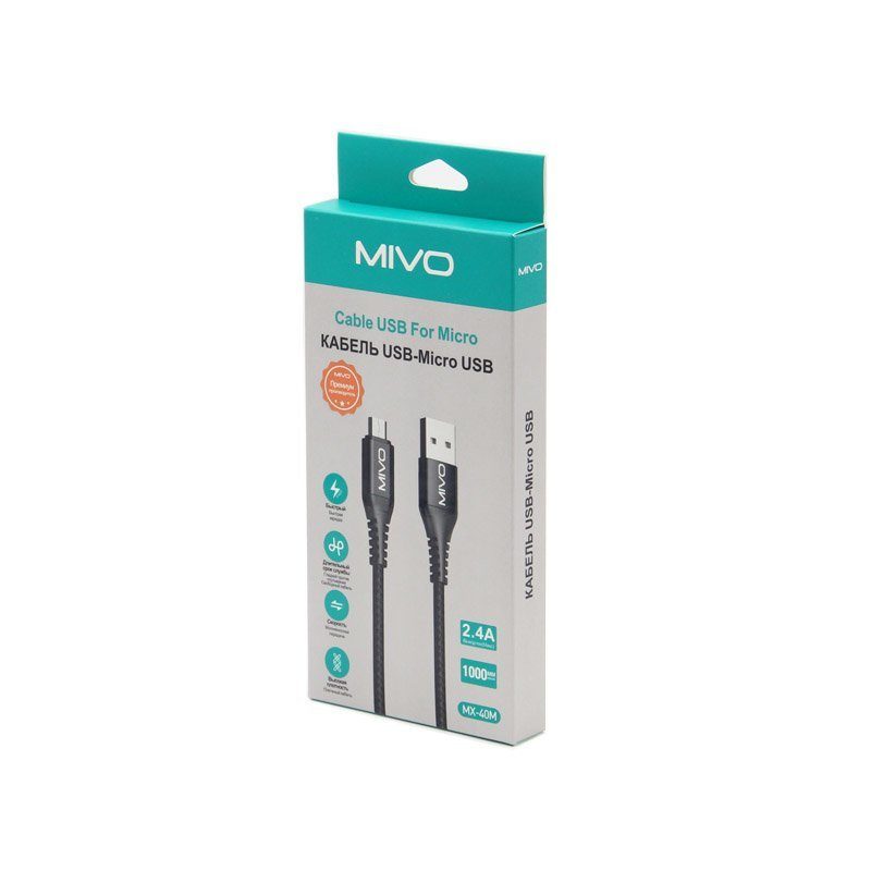 Mivo | MX-40M | Кабель Micro USB - USB 2.4 А  1 м | превью 3