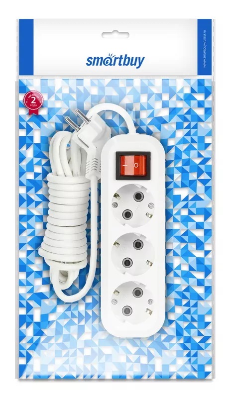 Удлиннитель |Smartbuy | Удлиннитель Smartbuy, 3 гнезда 5 метр 16А/3,5кВт с выкл. и заземлением ПВС | превью 3