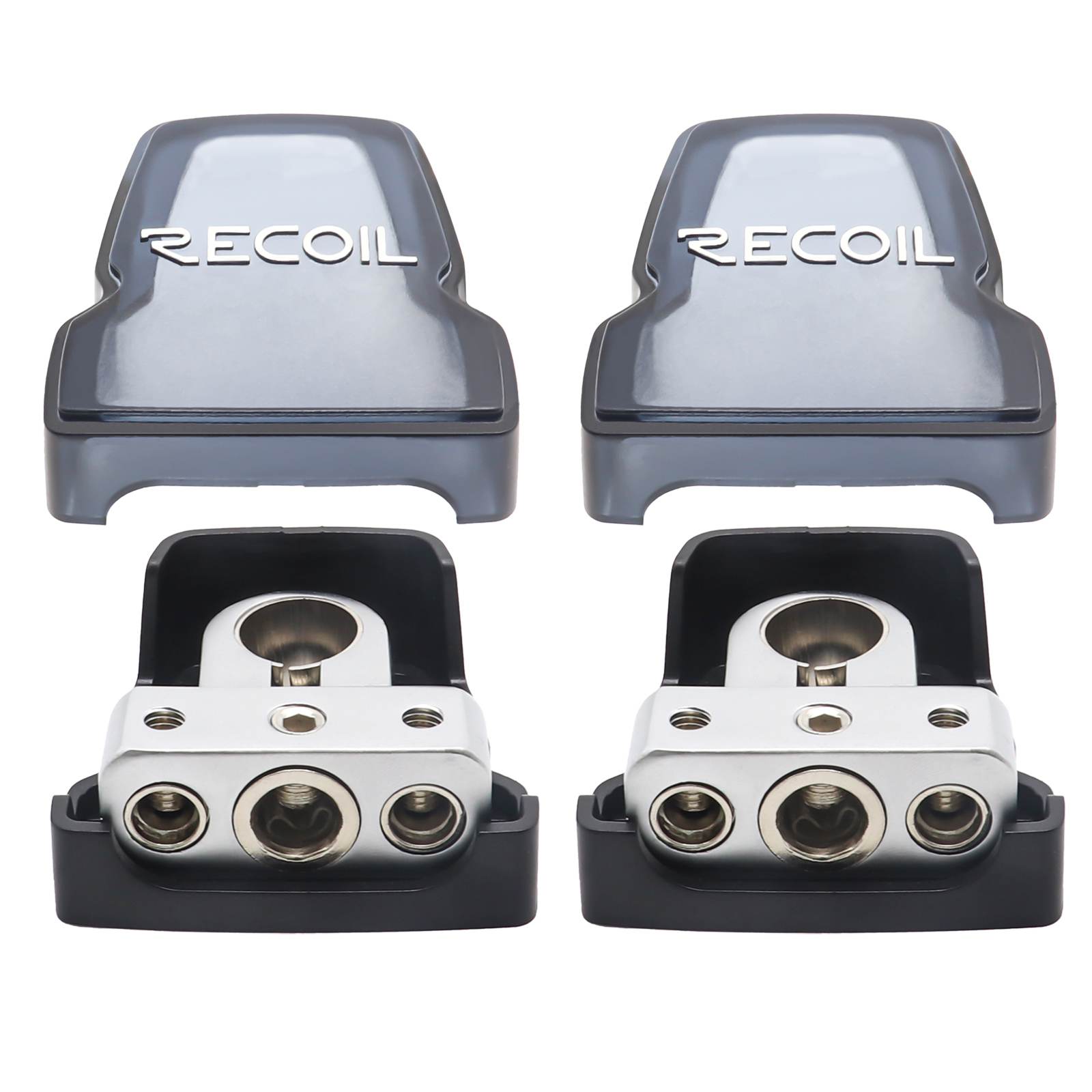 Recoil | PBT-1024 | Клеммы аккумуляторные/1x0/2/4 +2x4/8 Ga, в комплекте 2шт. | 1