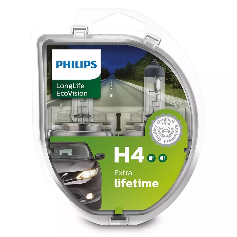PHILIPS | H4 LongLife EcoVision | Галогенная лампа Philips H4 (55W 12V) LongLife EcoVision | 3