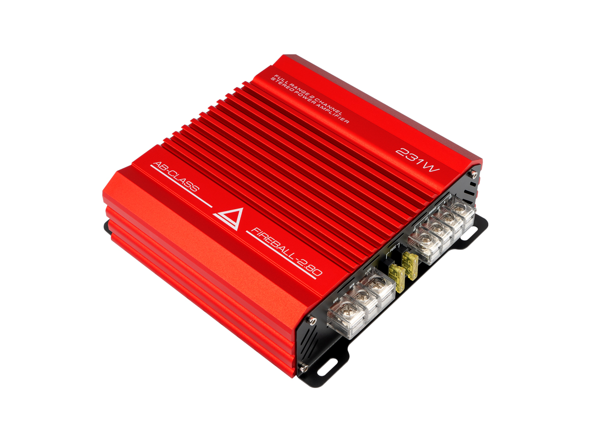 Усилитель AurA FIREBALL-2.80 2x80w (4 Ohm), 2x120w (2 Ohm), 1x230w (4 Ohm), LPFHPF, 20Hz - 20kHz