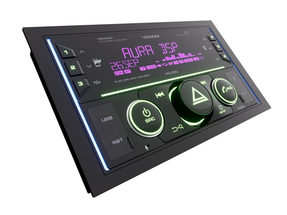AurA | VENOM-D868DSP | D-CLASS 6х141w, CORE-DSP (8 RCA, 6V), FLAC, BT 5.3, 3-ZONE RGB, D-SWC, ДУ | 1