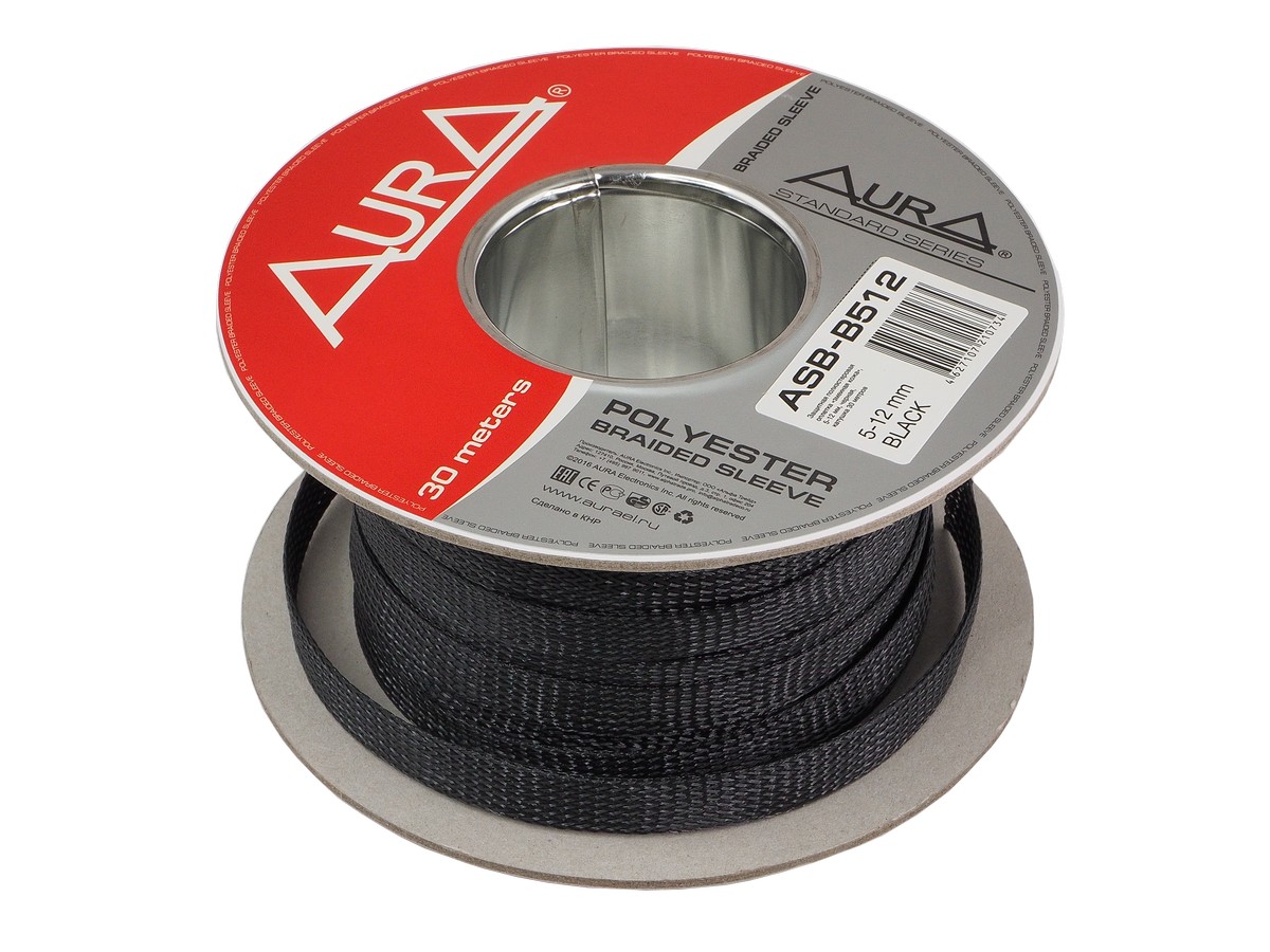 AurA | ASB-512 BLACK | змеиная кожа, 5-12мм, ОПТ КРАТНО БУХТАМ!!! (30м.), черный , бухта 30м | 1