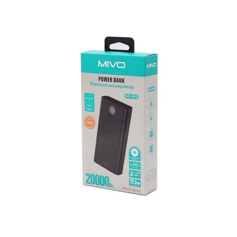 Mivo | MB-209Q | Power Bank 20000 мА⋅ч  для зарядки   телефонов, смартфонов, | 4