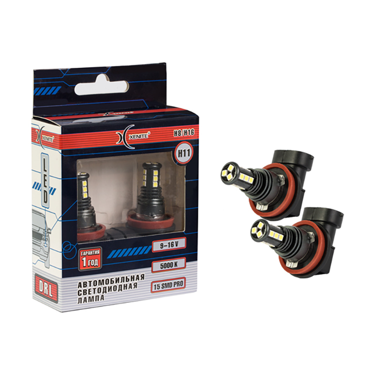 XENITE | H11/H8/H16-15 SMD | Светодиодная лампа ПТФ/ДХО , 5000 K, 2шт. | 3