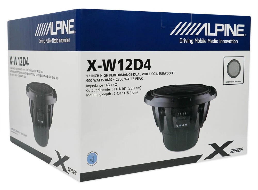 Alpine | X-W12D4 |  12", X-Series, 900 Вт RMS, 2x4 Ом | превью 3