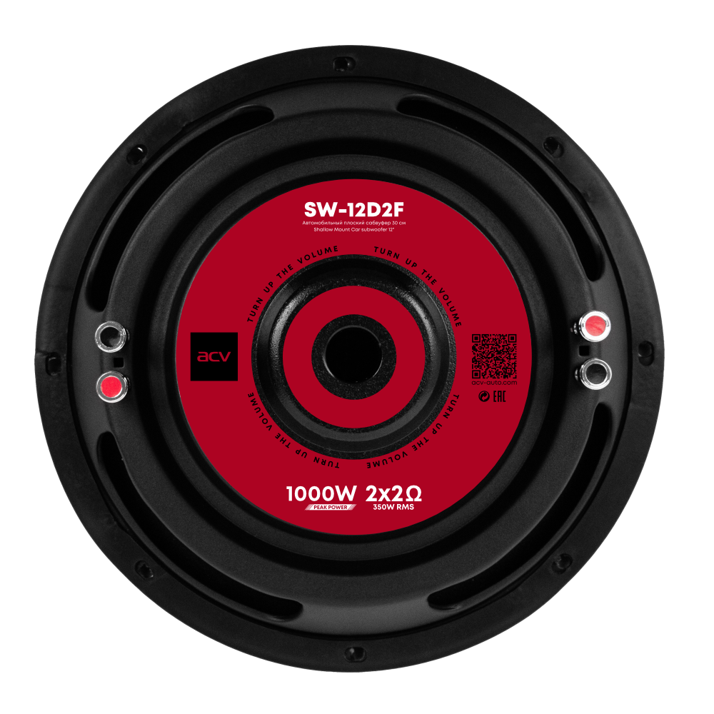 ACV | SW-12D2F SLIM | Сабвуфер 30см/ RMS 350Wt/2+2Om/SPL88Дб | 3
