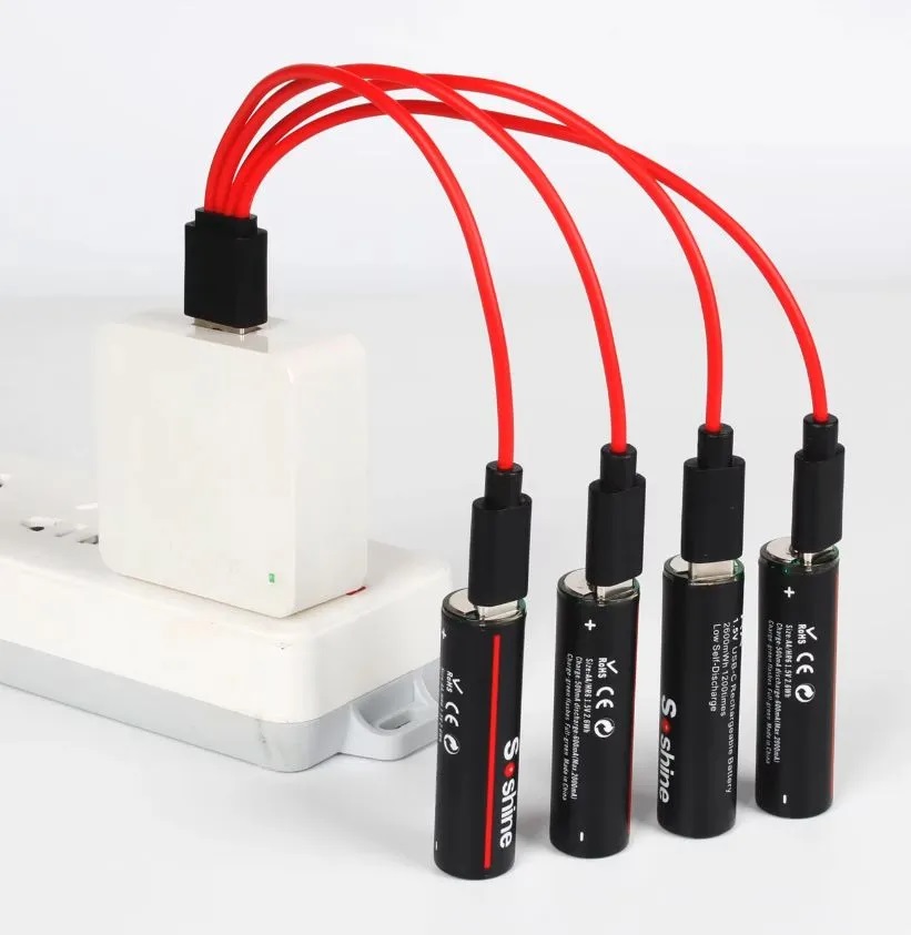 Soshine | АА Li-ion 1750mAh | Аккумулятор АА Li-ion, разъем USB-C, 1750mAh, комплект (4шт+кабель)| превью 3