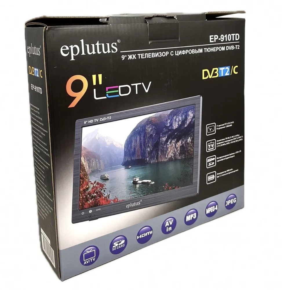 Eplutus | EP-910TD Black | 9" встроенный DVB-T2, USB, внутренний аккумулятор | 4