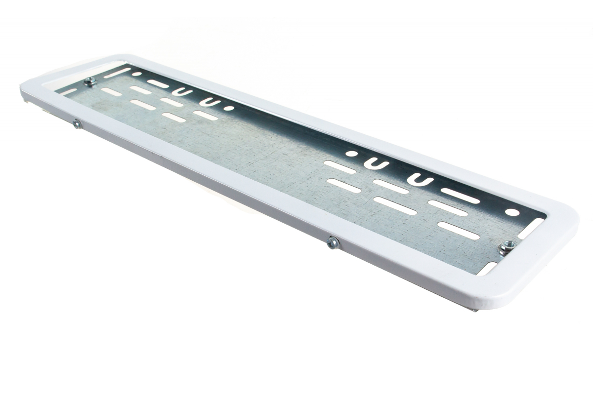 DolleX | SPL-20 | Рамка номерного знака металлическая, с металл. адаптером в сб., белая, 1шт.| превью 2