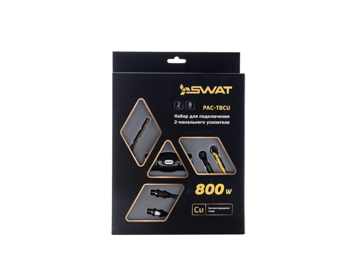 Swat | PAC-T8CU | для 2-х кан. усилителя, сил. каб 8Ga, МЕДЬ | 2