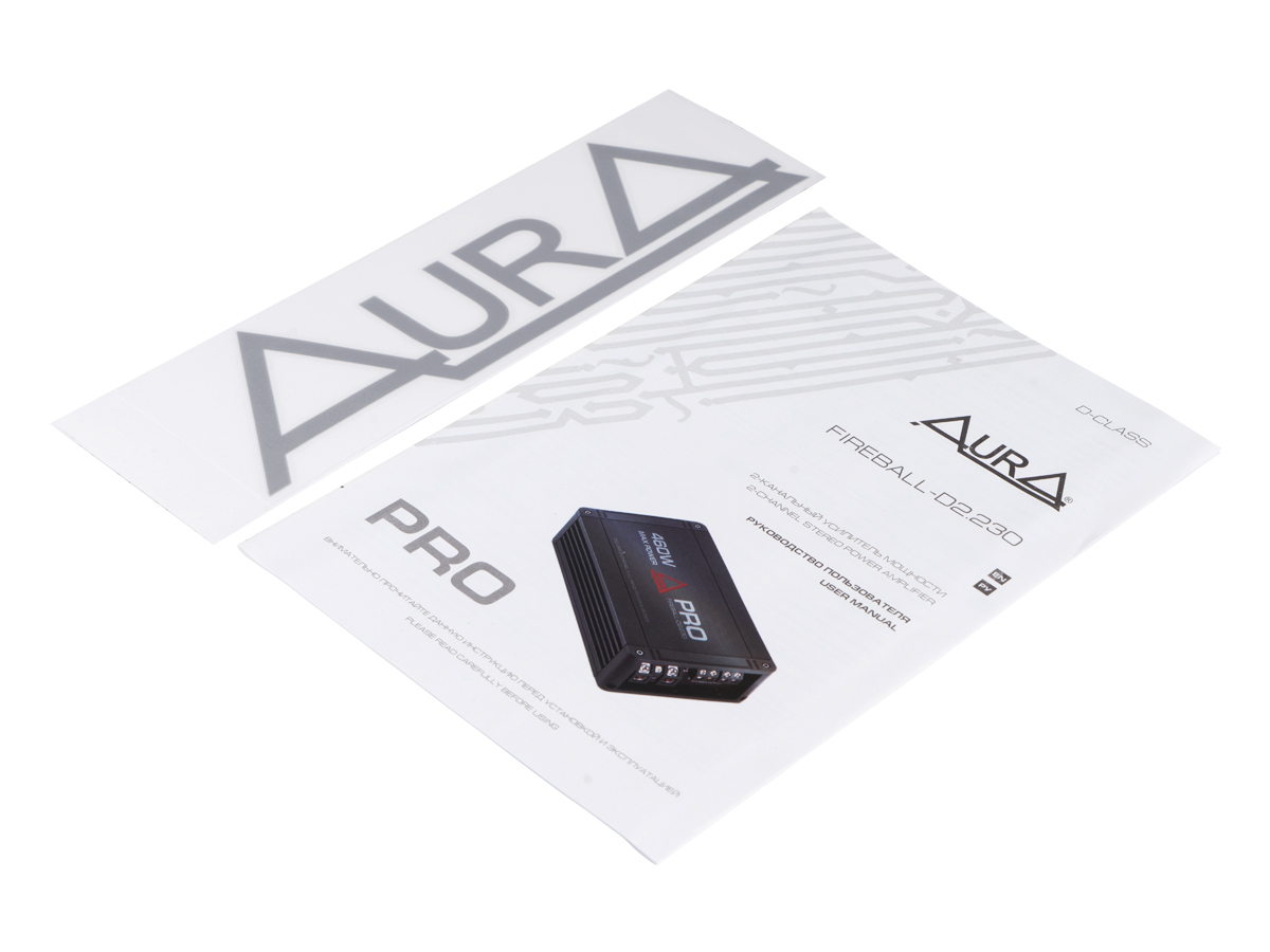 AurA | FIREBALL-D2.230 PRO | 2x150w (4 Ohm), 2x230w (2 Ohm), 1x460w (4 Ohm), LPF/HPF, 10Hz - 25kHz | 6