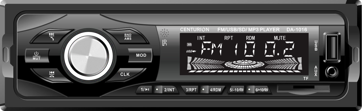 Centurion DA-1016 4*45Вт, Bluetooth, 2 USB,ISO разьем , AUX, белая подсветка