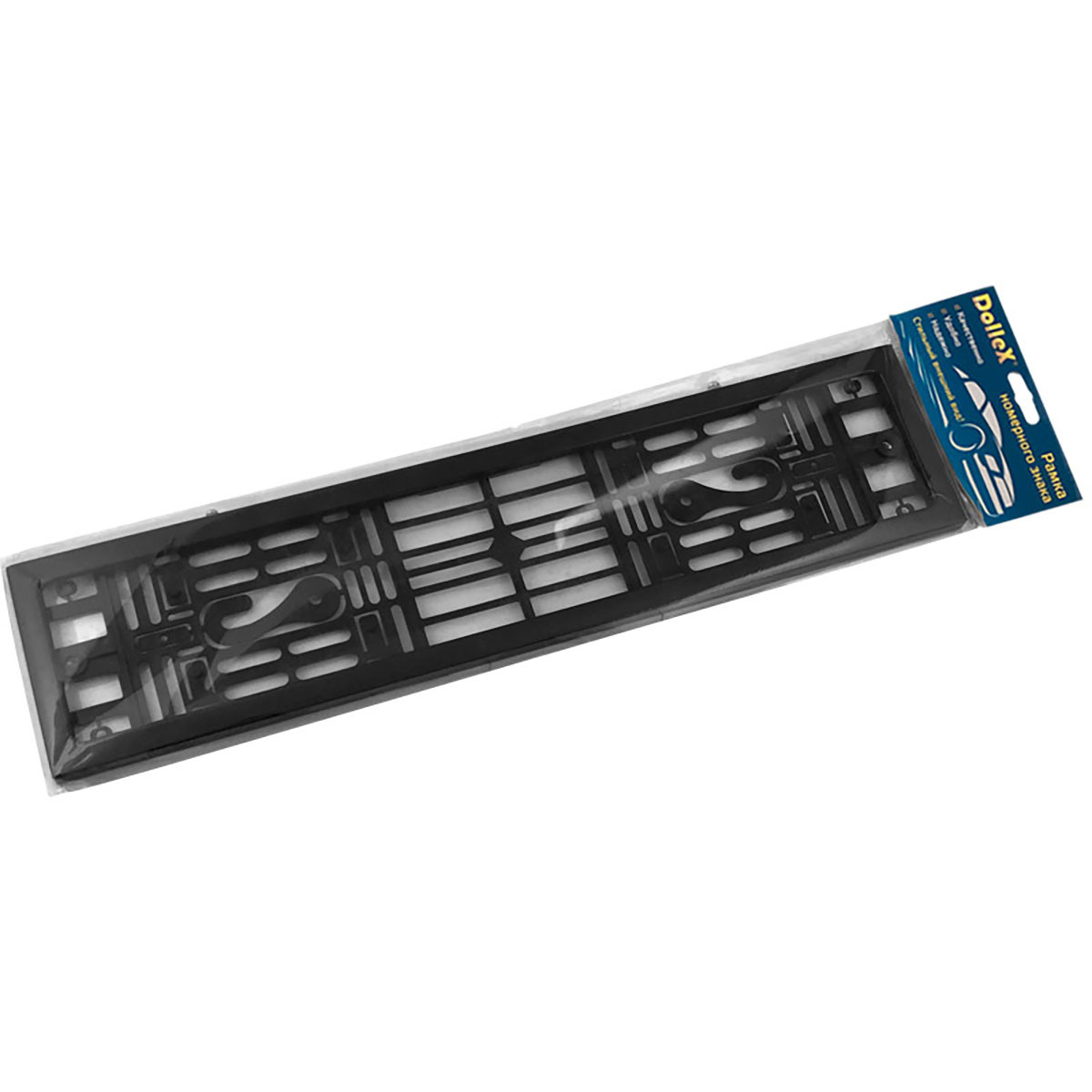 DolleX | SPL-15 | Рамка номерного знака металлическая, с пластм. адаптером, черная, прям.углы, 1шт.| превью 2